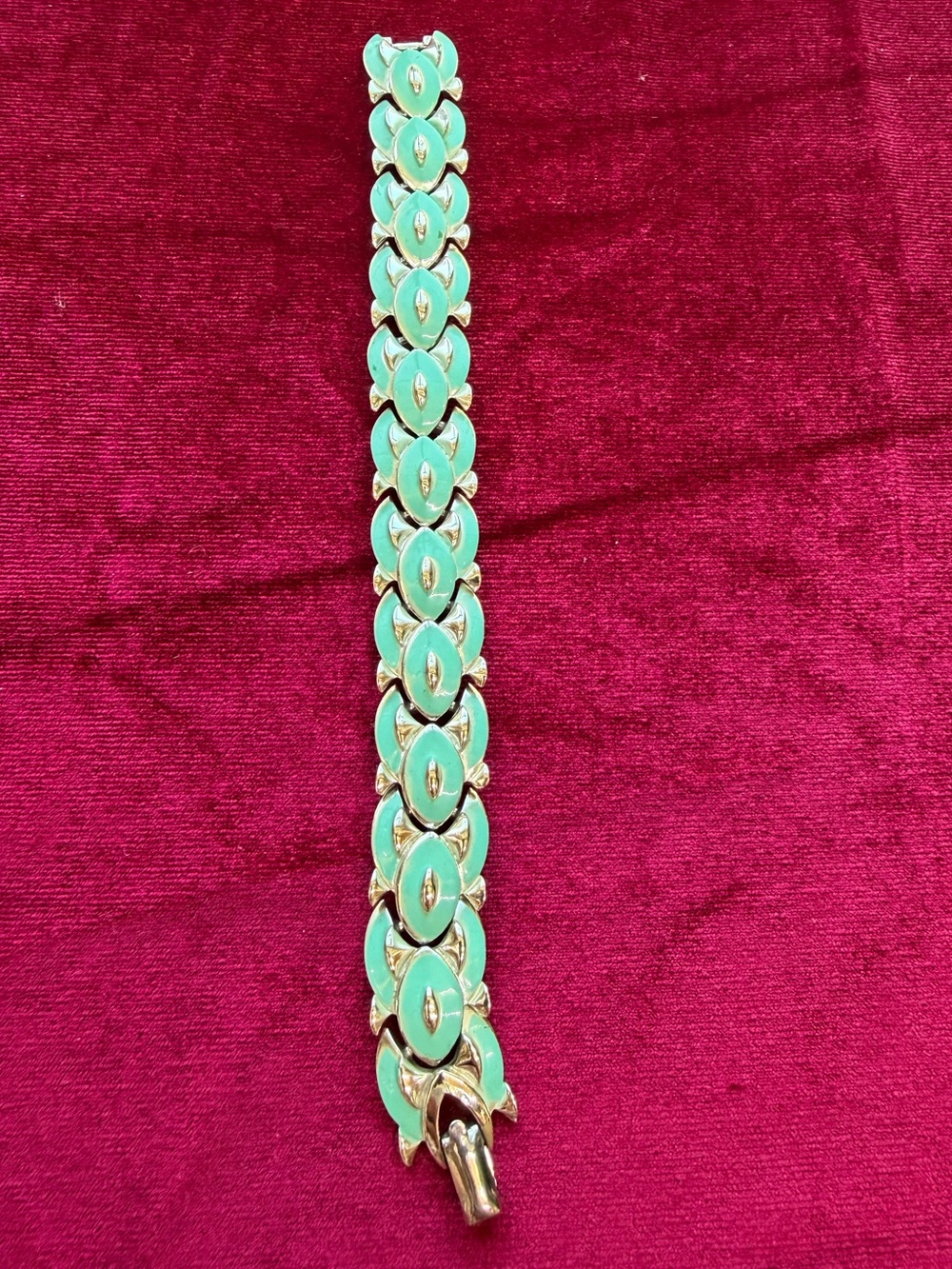 Vintage Lisner enamel panel link bracelet